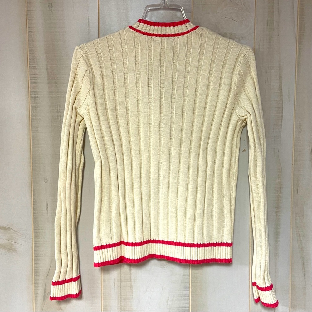 NWT Faherty Vintage Game Set Cream Pink Organic Cotton Cashmere Cardigan Sz XS - Picture 2 of 6